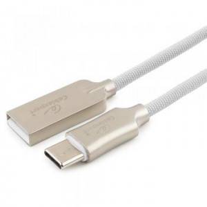 Кабель USB 2.0 Cablexpert CC-P-USBC02W-1M, AM/Type-C, серия Platinum, длина 1м, белый, нейлоновая оплетка, блистер