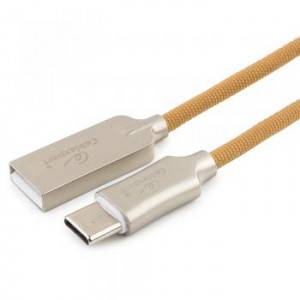 Кабель USB 2.0 Cablexpert CC-P-USBC02Gd-1.8M, AM/Type-C, серия Platinum, длина 1.8м, золотой, нейлоновая оплетка, блистер