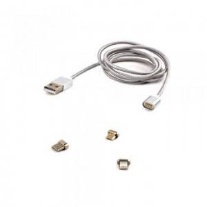 Кабель магнитный USB 2.0 Cablexpert CC-USB2-AMLM31-1M, AM/TypeC - microBM 5P - iPhone lightning, комбо кабель, 1м, алюминиевые разъемы, коробка