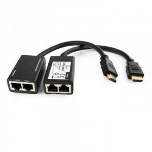 Удлинитель HDMI по витой паре до 30м Cablexpert DEX-HDMI-01, HD19Mx2/RJ45Fx2