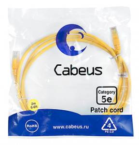 Патч-корд Cabeus PC-UTP-RJ45-Cat.5e-2m-YL