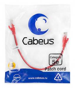 Патч-корд Cabeus PC-UTP-RJ45-Cat.5e-0.3m-RD-LSZH