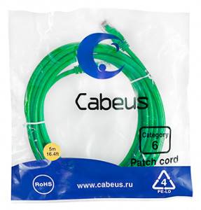 Патч-корд Cabeus PC-UTP-RJ45-Cat.6-5m-GN