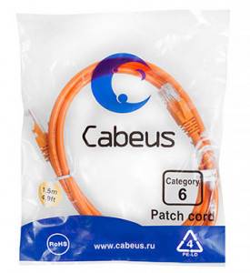 Патч-корд Cabeus PC-UTP-RJ45-Cat.6-1.5m-OR
