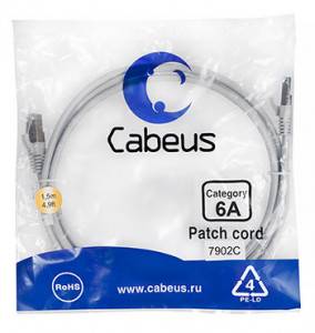 Патч-корд Cabeus PC-SSTP-RJ45-Cat.6a-1.5m-LSZH