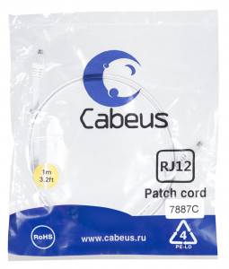 Патч-корд телефонный Cabeus PC-TEL-RJ12-1m