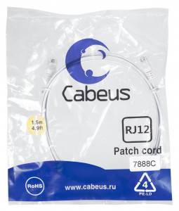Патч-корд телефонный Cabeus PC-TEL-RJ12-1.5m
