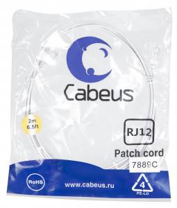 Патч-корд телефонный Cabeus PC-TEL-RJ12-2m