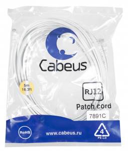 Патч-корд телефонный Cabeus PC-TEL-RJ12-5m