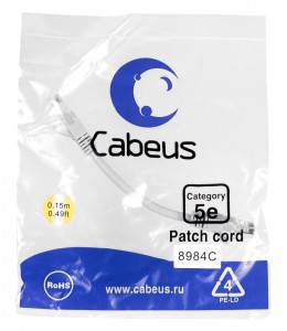 Патч-корд Cabeus PC-UTP-RJ45-Cat.5e-0.15m