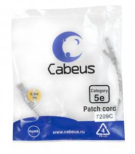 Патч-корд Cabeus PC-UTP-RJ45-Cat.5e-0.3m