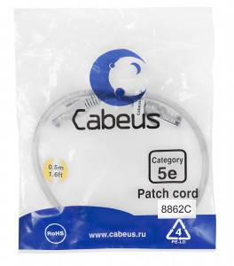 Патч-корд Cabeus PC-UTP-RJ45-Cat.5e-0.5m-LSZH