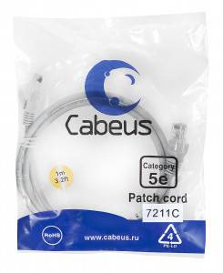Патч-корд Cabeus PC-UTP-RJ45-Cat.5e-1m
