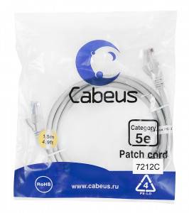 Патч-корд Cabeus PC-UTP-RJ45-Cat.5e-1.5m