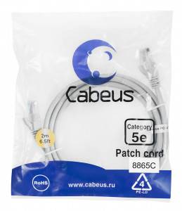Патч-корд Cabeus utp 5e PC-UTP-RJ45-Cat.5e-2m-LSZH серый