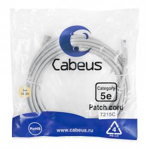 Патч-корд Cabeus PC-UTP-RJ45-Cat.5e-5m