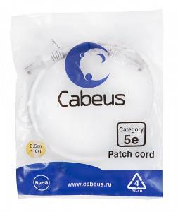 Патч-корд Cabeus PC-UTP-RJ45-Cat.5e-0.5m-WH