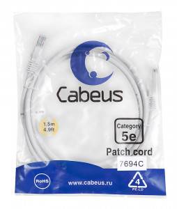 Патч-корд Cabeus PC-UTP-RJ45-Cat.5e-1.5m-WH