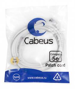 Патч-корд Cabeus PC-UTP-RJ45-Cat.5e-3m-WH-LSZH