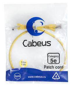 Патч-корд Cabeus PC-UTP-RJ45-Cat.5e-0.5m-YL