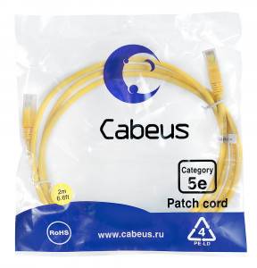 Патч-корд Cabeus PC-UTP-RJ45-Cat.5e-2m-YL-LSZH