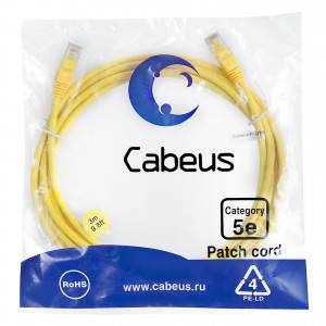 Патч-корд Cabeus PC-UTP-RJ45-Cat.5e-3m-YL-LSZH