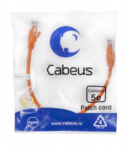 Патч-корд Cabeus PC-UTP-RJ45-Cat.5e-0.3m-OR-LSZH