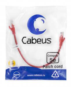 Патч-корд Cabeus PC-UTP-RJ45-Cat.5e-0.3m-RD