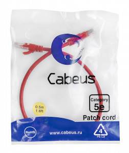 Патч-корд Cabeus PC-UTP-RJ45-Cat.5e-0.5m-RD