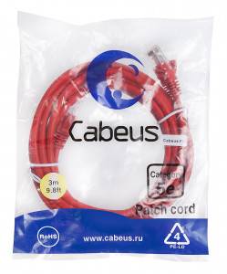 Патч-корд Cabeus PC-UTP-RJ45-Cat.5e-3m-RD-LSZH