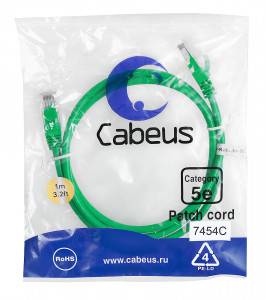 Патч-корд Cabeus PC-UTP-RJ45-Cat.5e-1m-GN