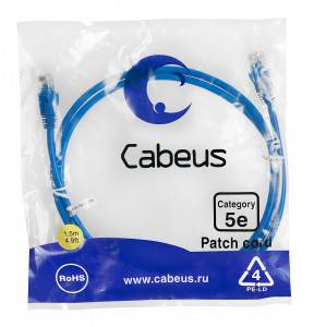 Патч-корд Cabeus PC-UTP-RJ45-Cat.5e-1.5m-BL