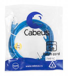 Патч-корд Cabeus PC-UTP-RJ45-Cat.5e-2m-BL