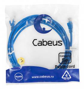 Патч-корд Cabeus PC-UTP-RJ45-Cat.5e-3m-BL