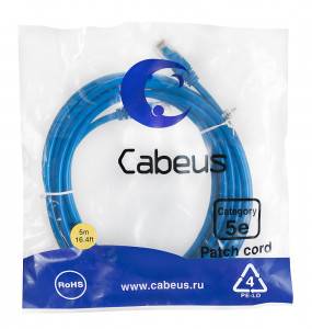 Патч-корд Cabeus PC-UTP-RJ45-Cat.5e-5m-BL