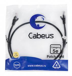 Патч-корд Cabeus PC-UTP-RJ45-Cat.5e-1m-BK