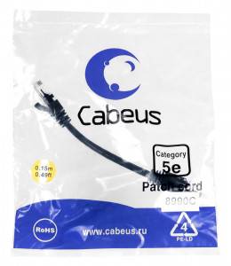 Патч-корд Cabeus PC-UTP-RJ45-Cat.5e-0.15m-BK