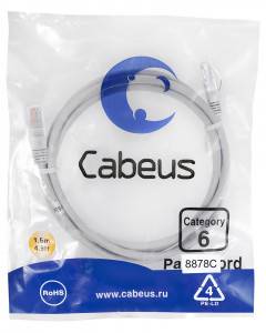 Патч-корд Cabeus PC-UTP-RJ45-Cat.6-1.5m-LSZH