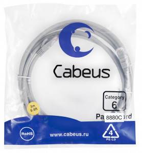 Патч-корд Cabeus PC-UTP-RJ45-Cat.6-3m-LSZH