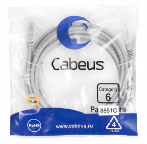Патч-корд Cabeus PC-UTP-RJ45-Cat.6-5m-LSZH