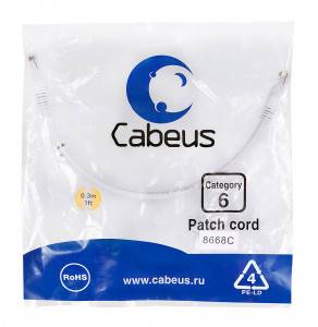 Патч-корд Cabeus PC-UTP-RJ45-Cat.6-0.3m-WH