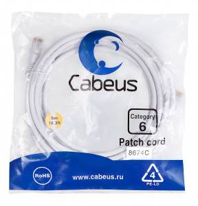 Патч-корд Cabeus PC-UTP-RJ45-Cat.6-5m-WH