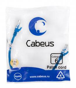 Патч-корд Cabeus PC-UTP-RJ45-Cat.6-0.3m-BL