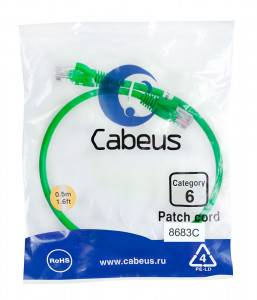 Патч-корд Cabeus PC-UTP-RJ45-Cat.6-0.5m-GN