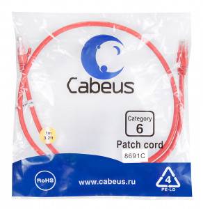 Патч-корд Cabeus PC-UTP-RJ45-Cat.6-1m-RD