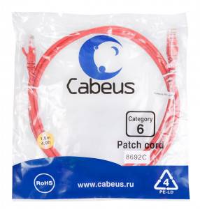 Патч-корд Cabeus PC-UTP-RJ45-Cat.6-1.5m-RD