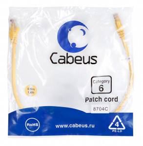 Патч-корд Cabeus PC-UTP-RJ45-Cat.6-0.5m-YL