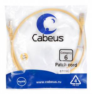 Патч-корд Cabeus PC-UTP-RJ45-Cat.6-1m-YL