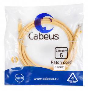 Патч-корд Cabeus PC-UTP-RJ45-Cat.6-3m-YL