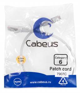 Патч-корд Cabeus PC-FTP-RJ45-Cat.6-0.5m-LSZH